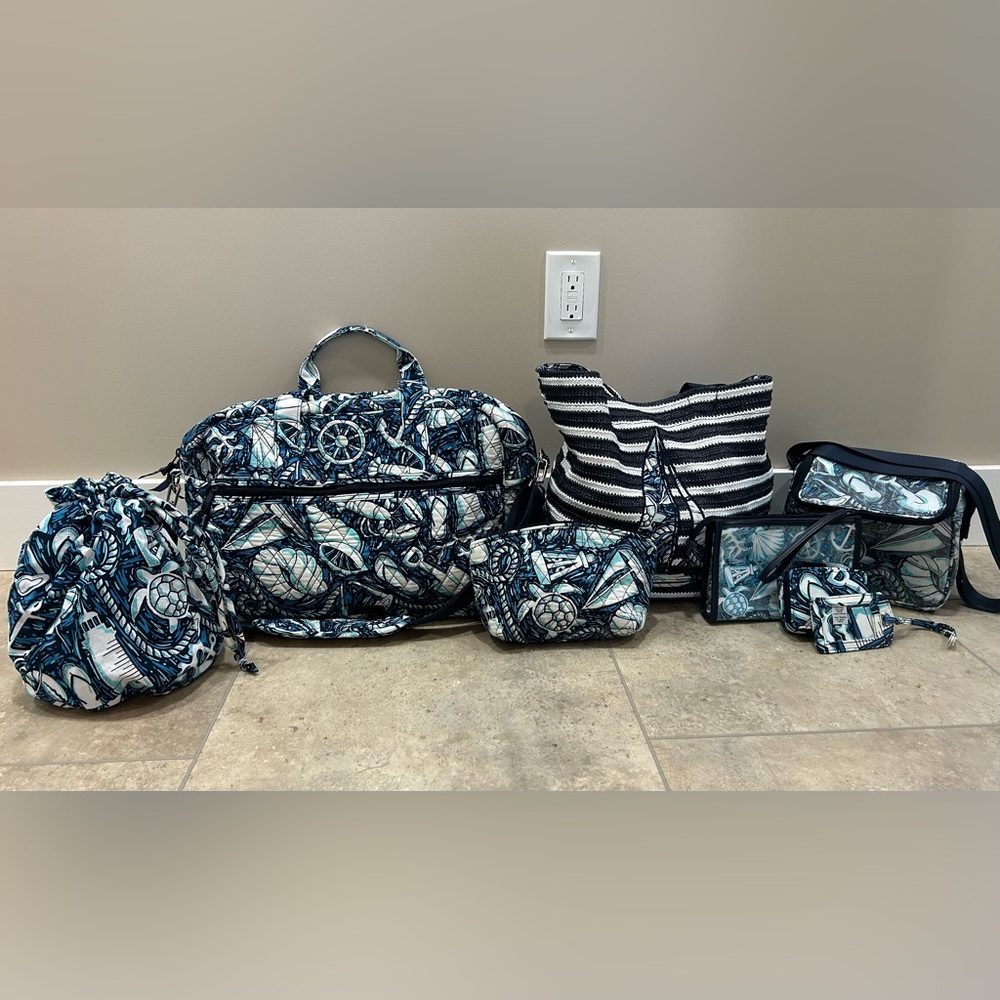 Vera Bradley Shore Enough Blue and White Nautical Travel Set